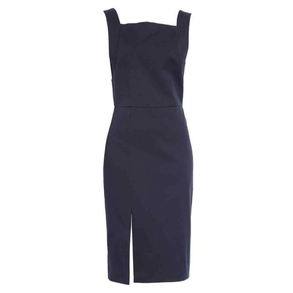 Adam Lippes Blue Tailored Sheath Dress Women’s 0 Sleeveless Cotton Knee Length - Picture 5 of 5